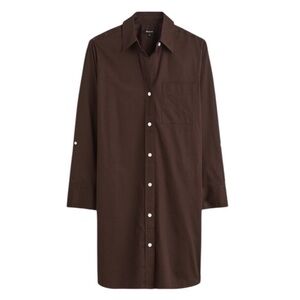 Madewell Y-Neck Relaxed Shirtdress in Dark Carob Brown